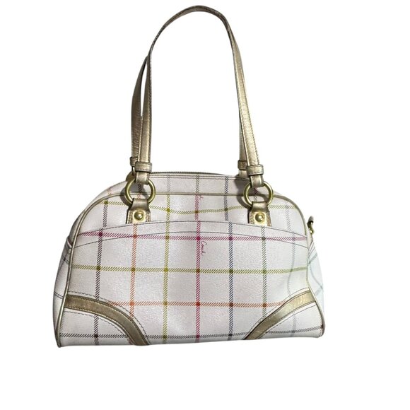 Coach Multicolor Plaid Signature PeytonTattersalll Satchel with Gold - Preowned - Picture 5 of 15